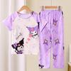 Pijama Infantil de Verão Conjunto para Meninas Calça de Manga Curta para Meninas Fino Fofo Desenho Animado Estilo Princesa Roupas de Casa de Verão