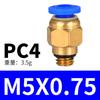 Conector rápido para tráquea con rosca recta métrica PC4-M5/M8/M10/M12 conector neumático de inserción rápida todo de cobre