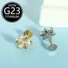 Brincos de Titânio F136, Unissex, Modernos, Piercings Labiais Cravejados com Zircônia, Joias para Body Piercing de Liga de Titânio Integrada Transfronteiriça, Em Estoque
