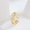 Anillo Multicapa de Cobre con Microincrustaciones de Circonita para Mujer, Diseño de Nicho de Lujo Ligero, Anillo Abierto de Línea, Anillo para Dedo Índice, Anillo de Gama Alta