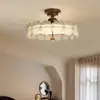 Lámpara de Techo de Flor de Cristal de Lujo Ligero Americano para Dormitorio Principal Lámpara de Araña Retro Francesa de Gama Alta para Sala de Estar Estudio Lámpara de Estilo Antiguo