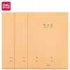 Cadernos Deli F1640-3 com Costura 3 Cadernos/Pacote Papel Kraft Cadernos de Língua Portuguesa, Matemática, Redação em Inglês para Alunos do Ensino Fundamental
