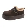 Zapatos tipo Birkenstock para mujer de 5 cm de suela gruesa, forrados de felpa, nueva colección otoño/invierno 2026, adecuados para usar al aire libre, con un diseño esponjoso tipo pan, forro cálido de algodón y estilo de bota de nieve