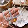 Novo Colar de Concha com Laço de Strass Azul e Rosa Decoração Infantil Série Azul Pingente de Cabaça Acessórios para Vestido de Verão