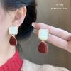 Pendientes Festivos Rojos de Año Nuevo para Mujer Pendientes de Temperamento de Alta Gama Nuevos Pendientes Calientes de Otoño e Invierno Pendientes de Boda de Año Nuevo