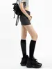 Falda retro estilo americano gris de cintura alta línea A para mujer primavera 2024 Nueva falda sexy ajustada para cadera de chica popular