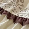 Estilo de corte francés, algodón cepillado 100S, bordado, 100% algodón puro, juego de ropa de cama de cuatro piezas o tres piezas, caja de regalo de alta gama