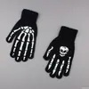 Nuevos Guantes de Decoración para el Festival de Fantasmas de Halloween Transfronterizos Guantes de Garra de Fantasma Tejidos Guantes de Esqueleto con Guantes de Cabeza de Fantasma Luminosos