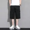 Pantalones cortos de algodón puro para hombre hasta la rodilla, ropa de trabajo fina de verano de 7 puntos, pantalones casuales holgados de cintura alta con elástico de longitud media