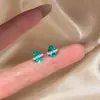 Pingente gota d'água azul Paraíba para mulheres, anel de planeta flutuante cravejado de diamantes, luxo leve, brincos de diamante verde requintados de nicho