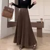 Falda midi plisada para mujer para otoño de 2026, adecuada para tipo de cuerpo pera, cubre las caderas, estiliza, con una caída fluida, dobladillo amplio, falda larga plisada de línea A, versátil