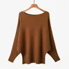 Nuevo top murciélago, suéter de punto murciélago de un hombro para mujer, otoño/invierno 2026, corte holgado, adelgazante, suéter moderno