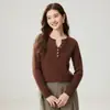 / Colección Idle - Suéter de Punto de Cachemira con Cuello de Barra para Mujer, Estilo Retro Intelectual, Suéter Pulóver Adelgazante