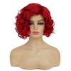 República de China retro puntos laterales rojos cabello corto rizado venta al por mayor de fábrica peluca de seda de alta temperatura para mujer estilo europeo y americano cabello corto rizado de 14 pulgadas