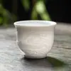 Xícara Mestra Feita de Jade Dehua com Escultura em Relevo, Xícara de Chá de Cerâmica para Chá Kung Fu, Xícara de Aroma para Casa