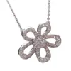 Colar Grande Flor de Alto Padrão Banhado a Ouro com Pingente de Girassol Cravejado com Diamantes em Ouro Rosa 18K, Design de Flor Oca Totalmente Cravejado para Mulheres
