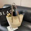 Bolsa de Praia Tendência de Grande Capacidade, Nova Bolsa de Mão da Moda, Lembrança, Cesta Retrô, Bolsa Trançada de Rattan