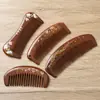 Peine de Sándalo Negro Dorado Pintado Arte de Laca Hecho a Mano Peine de Madera Cabello Suave Peine de Madera Especial para Mujeres con Logo Grabado Regalo