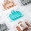 Yiyue Caja de Jabón de Cristal para Montar en la Pared sin Drenaje Estante Doble Capa Desmontable para Jabón Caja de Jabón Creativa con Drenaje Baño