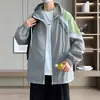 Ropa de Protección Solar de Moda y Personalizada con Bloques de Color para Hombres Jóvenes en Verano con Letras Estampadas, Ropa de Protección Solar Delgada y Transpirable