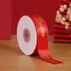 Cinta Roja Especial para Quilts de Boda, Cinta Decorativa para los Artículos del Dote de la Novia, Cinta Estampada en Oro con Palabras Felices, Mayoreo
