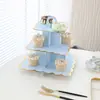 Suporte de Bolo de Papel Descartável Multicamadas Suprimentos para Festa de Aniversário Três Camadas Estampagem a Quente Decoração de Mesa de Sobremesa Bolo