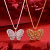 Tienda de Oro Mismo Estilo Colgante Collar Mariposa Filigrana Full Diamante Gama Alta Versátil Collar Mariposa Fantasma Seiko Venta al por Mayor Dropshipping
