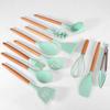 Nuevo Producto Transfronterizo Utensilios de Cocina de Silicona con Mango de Madera Multicolor Individual a Granel Espátula Antiadherente Set de Utensilios de Cocina Set de Once Piezas