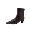 Elegantes y estilosas botas de tacón de gato con punta cuadrada y doble hebilla, ajustadas, para mujer, otoño e invierno 2026, de tacón medio grueso, elásticas, para el trabajo