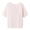 Nuevo top de punto de manga corta de color caramelo para verano hecho de seda y hilo de papel lyocell, camisa casual de protección solar con cuello redondo para mujer