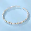 "Xiaoyu" Pulsera Abierta Sólida Chapada en Oro de Plata Pura 9999 para Mujer, Nuevo Estilo Chino, Tendencia Nacional, Pulsera Fina de Plata Pura, Estilo Antiguo