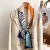 Nuevo Pañuelo Largo de Seda para Mujer en Primavera, Otoño y Verano, Pañuelo de Cuello Estampado, Pequeño Pañuelo Decorativo Moderno y Versátil