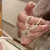 Collar Colgante de Margarita Brillante de Lujo con Diamantes Completos para Mujer, Cadena para Clavícula de Flor de Perla de Vidrio de Moda Vintage Cobre