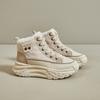 2026 Invierno Nuevo Estilo Versión Coreana de Tenis Blancos de Caña Alta con Forro de Felpa para Estudiantes Mujeres, Que Aumentan la Altura, Deportivos, Cálidos, Casuales K6701