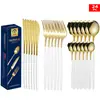 Nuevo Juego Transfronterizo Portugal de 24 Piezas Acero Inoxidable Vajilla Traje Dorado Hotel Cuchillo para Bistec, Tenedor y Cuchara Caja de Regalo Traje