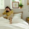 Seda de Luna Poética Estilo Japonés Sin Estampado Simple Algodón Lavado Jacquard Cuatro Piezas Botones Funda de Colcha de Algodón Ropa de Cama Artesanal