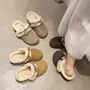 Pantuflas de algodón con lazo, 2026 forradas de felpa, estilo Birkenstock, 5 cm de altura para aumentar, diseño retro, pantuflas de exterior, cálidas, estilo otoño/invierno