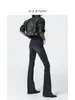 Pantalones de Supermodelo/Jeans Acampanados de Cintura Alta Ajustados Negros y Grises para Mujer, Elásticos y Ceñidos, Levanta Glúteos, Estilo Otoño 2026