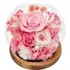 Flor Eterna en Forma de Bola de Cristal Tapa de Vidrio Rosa Real Regalo Día de San Valentín Regalo Día de la Madre Flor Real Más Vendido Regalo de Flor Eterna