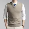 Chaleco de Punto de Invierno 2026 Comercio Exterior Transfronterizo Suéter para Hombre Chaleco de Negocios para Hombre Suéter de Lana en Capas para Hombre de Mediana Edad