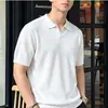 Suéter Directo de Fábrica para Hombre 225G Estilo Coreano Simple Casual Versátil 2026 Primavera Nuevo Holgado Cuello Solapa Manga Corta Camiseta