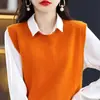 Fabricante de chaleco estilo coreano de cuello redondo, top sin mangas, adecuado para otoño e invierno, corte holgado, estilo nuevo, prenda exterior para mujer, suministro directo al por mayor, beige