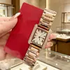 Nuevo Estuche de Reloj Rectangular Incrustado con Diamantes con Números Romanos, Elegante Movimiento de Cuarzo, Esfera Grande, Reloj Dorado para Mujer al por Mayor