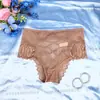Calcinhas de renda transfronteiriças para mulheres, estilo europeu e americano sexy com tiras cruzadas de cintura alta, tamanho plus size, cobertura semi, vazadas, respiráveis