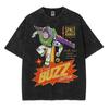 Camiseta americana de verão retrô lavada de manga curta para homens e mulheres, camiseta casual de marca de moda de rua grande com meia manga
