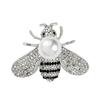 Broche de Abeja Estilo Coreano con Decoración de Diamantes Corsage para Evitar la Exposición, Broche de Insecto de Dibujos Animados de Moda con Perlas para Mujer
