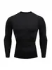 Camiseta Base de Entrenamiento Deportivo Fina para Hombre de Primavera y Otoño de Manga Larga Transpirable Superior Casual Ajustada Elástica Suelta