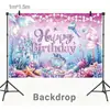 Vajilla desechable de sirena morada transfronteriza, platos y vasos de papel, suministros de decoración para fiesta de cumpleaños infantil, pancarta y decoraciones de mesa