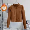 Conjunto de Yoga Forrado de Polar para Mujer, Chaqueta de Cuello Alto con Cremallera Ajustada, Calidez que Mantiene la Temperatura, Conjunto Deportivo para Correr Pilates Otoño Invierno