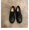 Zapatos de Cuero Genuino de Piel de Caballo Lavada Estilo Británico Vintage con Cordones para Mujer 2026 Nuevos Mocasines Derby con Tacón Grueso